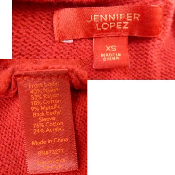 Jennifer Lopez Red and Metalic Silver Fuzzy Sweater - Picture 5 of 10